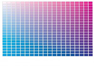 Cyan vs Magenta Colour Grid (0% yellow)